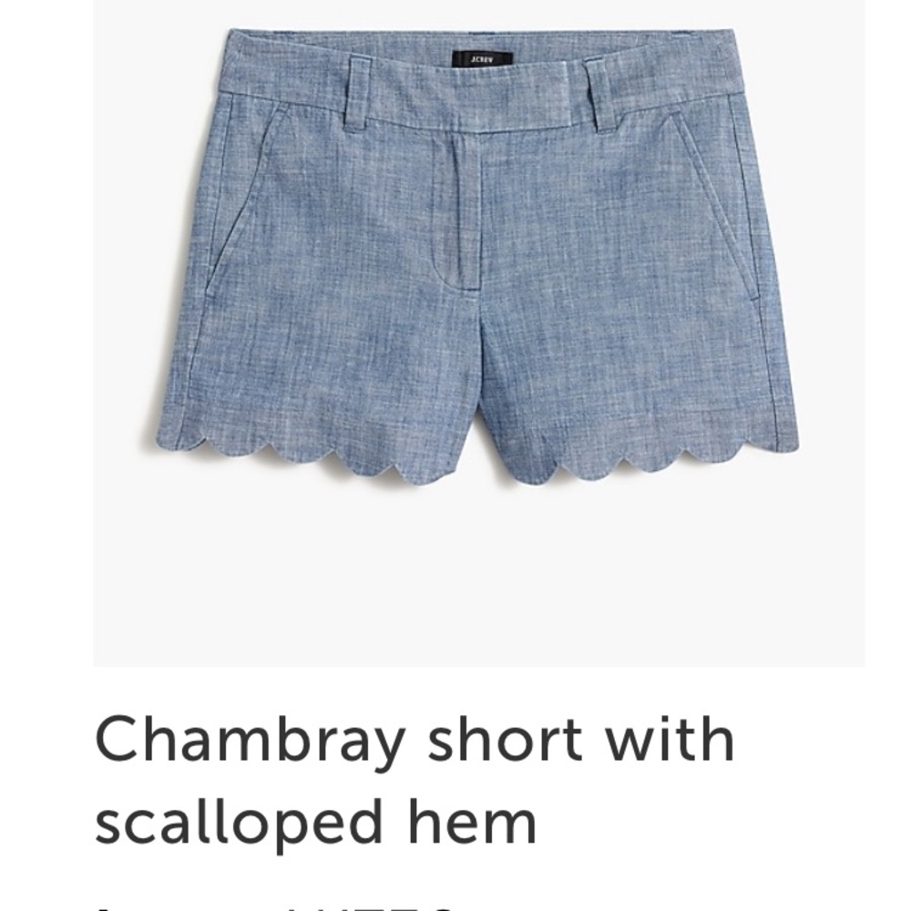 Chambray short with scalloped hem